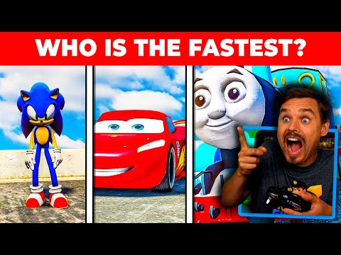 Sonic vs Lightning McQueen vs Thomas the Tank Engine in GTA 5! (RACE!)