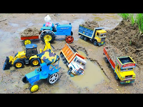 Jcb ki khudai Mud Loading Tractor | Truck Accident Deep Mud Pulling Out JCB ? Gadi Cartoon | CS Toy