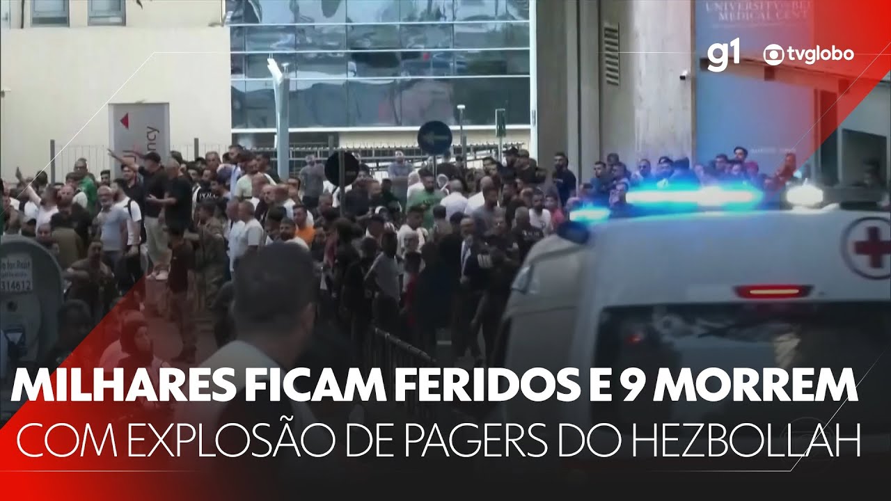Explosões em sequência de pagers de integrantes do Hezbollah matam 9 e ferem 2.750 no Líbano #JN #g1