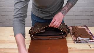 Сумка мужская горизонтальная на плечо 20007 Vintage коричневый