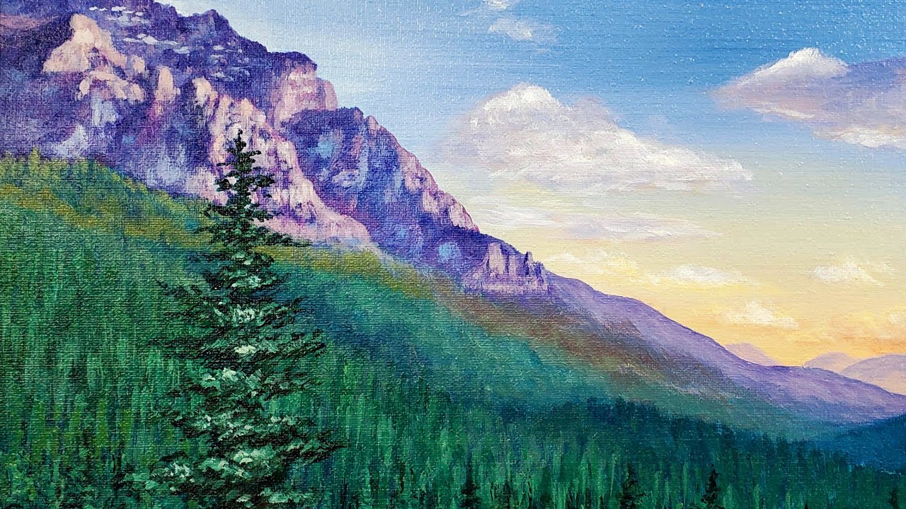 Mountain Pine tree  painting tutorial using acrylic colors
