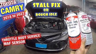 Toyota Camry 2018 to 2022 stalls how to clean throttle and MAF sensor to fix stall and Rough Idle