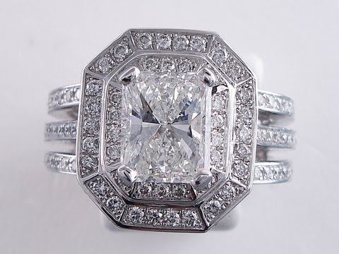 3.22 ctw Radiant Cut G SI1 Diamond Engagement Ring - BigDiamondsUSA