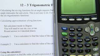 Algebra II Ch12-3 Part C - Using your Calculator to Evaluate the Six Trig Functions