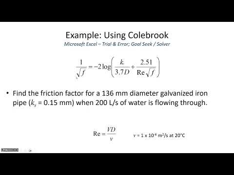 Colebrook & Jain eq. for calculating Darcy-Weisbach f; pipe diameter - CE 331, Class 4 (17 Jan 2024)