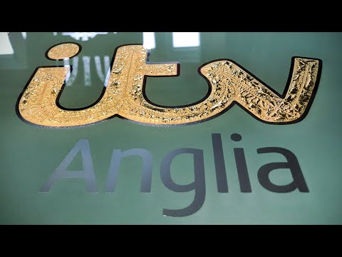 ITV Anglia gold leaf glass sign
