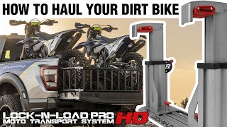 Transportní stojan/systém pro motocykly RISK RACING LOCK-N LOAD PRO HD # 00175 určeno pro motocykly typu Trail, MX a Enduro, barva stříbrná