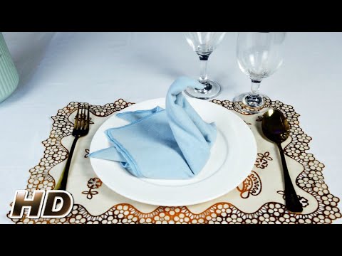 HOW TO MAKE SWAN DESIGN TABLE NAPKIN FOLDING