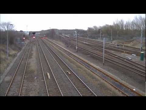 DRS 57007 and 66422 Nuclear Flask Train passing Pelaw