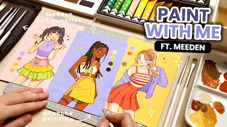 🪐 Paint with me! // Unboxing New Art Supplies From MEEDEN + Relaxing Gouache Painting Process ✨