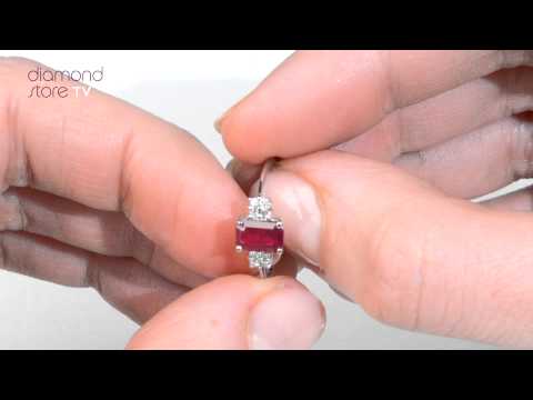 Ruby 6mm x 4mm & Diamond Engagement Ring In White Gold - A4457