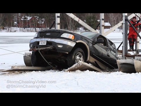 Rice Lake, WI Extremely Thin Ice Truck Recovery From Rice Lake - 1/31/2017