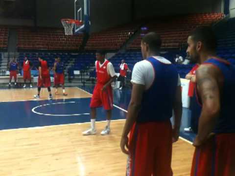 Ricardo Ledo first practice, Puerto Rico Basketball  (Red Jersey & White Shirt), BoricuasBallers.com