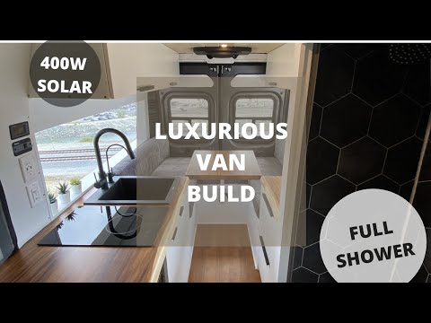 LUXURIOUS Custom Van Tour | MASSIVE Black Slate Shower | 12v AC | Full Course On This Build!