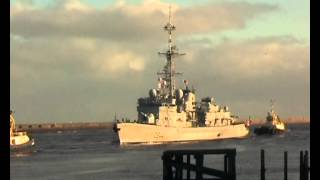 French Navy Destroyer FS Primauguet (D644) Entering the River Tyne 2nd February 2013