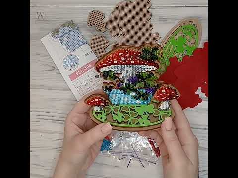 FLK-404 Набор для вышивания бисером по дереву фигурки Сказочный мухомор - фото 1 - id-p2730141280