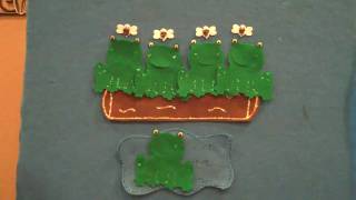 Preschool Songs ~ Five Green and Speckled Frogs Flannel Board Story ~ Children's Preschool Songs