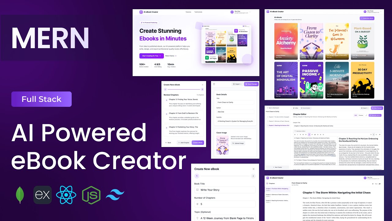Full Stack AI-Powered eBook Creator App with MERN Stack tutorial