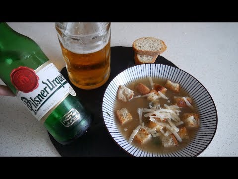 Czech Food Taste Test – Česnečka (Czech garlic soup) + Pilsner Urquell (beer) – Food & Drink