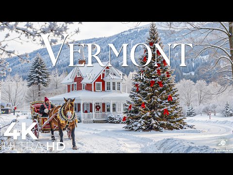 Vermont 4K - Relaxing Winter Wonderland of Charming Villages and Scenic Beauty