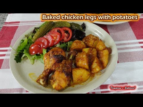 BAKED CHICKEN LEGS WITH POTATOES, easy and delicious