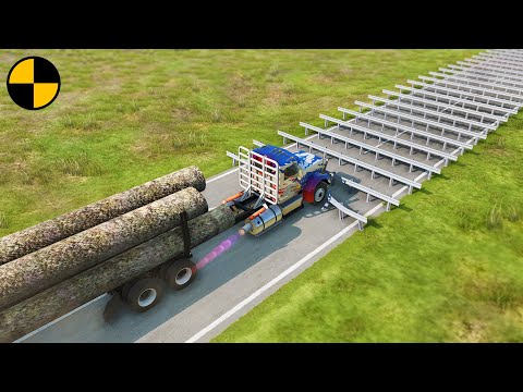 Cars vs Numerous Guardrails 😱 BeamNG Drive