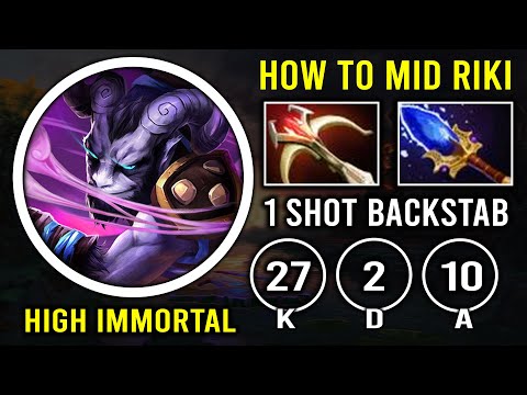 How to Solo Mid RIKI in 7.37c with Invisible 1 Shot Backstab Max Multiplier Dmg Dota 2