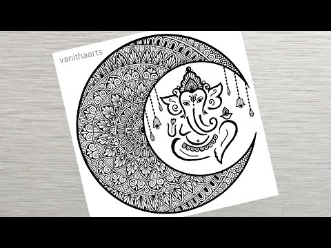 How to draw Mandala for Beginners Easy Mandala Drawing Half Moon Mandala StepbyStep vanithaarts