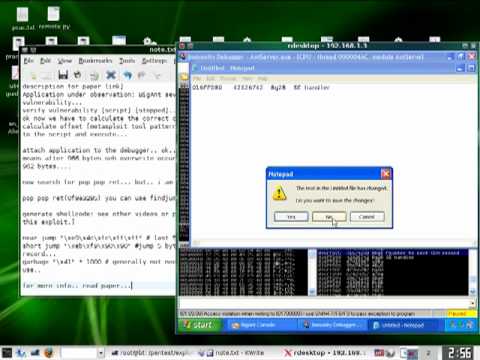 Remote buffer overflow tutorial (credits D0uBle ZerO Zer0)