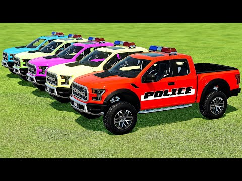 TRANSPORTING POLICE FORD RAPTOR WITH MERCEDES TRUCKS!   Farming Simulator 22