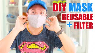 DIY : Reusable Face Mask with Filter | Cheap & Easy to Make | Free Pattern