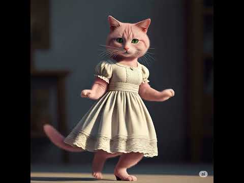 pink cat is dancing | Fun | Fun Shorts  #cat #funny #kitten #cartoon #shorts
