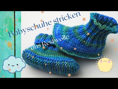 Babyschuhe aus Sockenwolle - 3-4 Monate