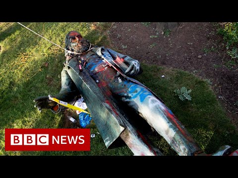 抗議者推翻美國各州的雕像 - BBC News (Protesters topple statues in US states - BBC News)
