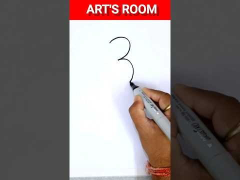 How to draw parrot with number 3 #shorts #youtubeshorts #artsroom