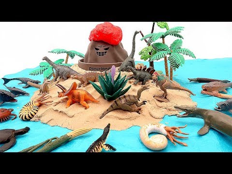 Dino Dinosaur Toys! DIY Volcano Dinosaurs Island With Mini Dino Set Rex