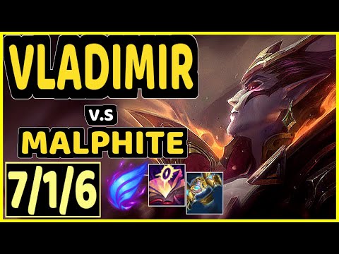 KFO (VLADIMIR) vs MALPHITE - 7/1/6 KDA TOP GAMEPLAY - KR Ranked GRANDMASTER