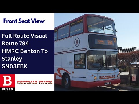 FULL ROUTE VISUAL | Nexus Bus Route 794 - HMRC Benton Park View to Stanley | SN03EBK