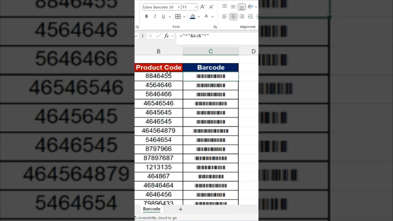 How to create barcode 🔥 in excel! #excel