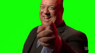 Paul Heyman laughing and pointing green screen