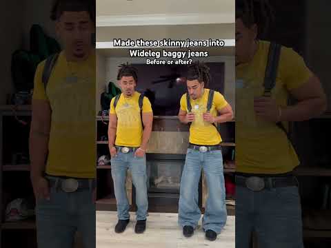 Making my skinny jeans into Wideleg baggy jeans before vs after #baggyjeans #howto #fashion #baggy