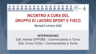 Incontro a cura del gruppo di lavoro sport e fisco