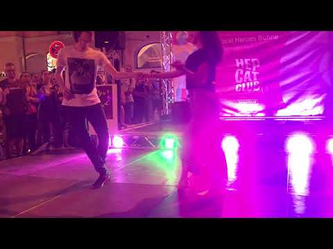 Philipp Wolff & Ekaterina Wolff - West Coast Swing Demo (fast blues) in Augsburg, Germany 2019