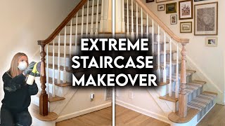 DIY STAIRCASE MAKEOVER | Updating Railing + Runner Install *ON A BUDGET*