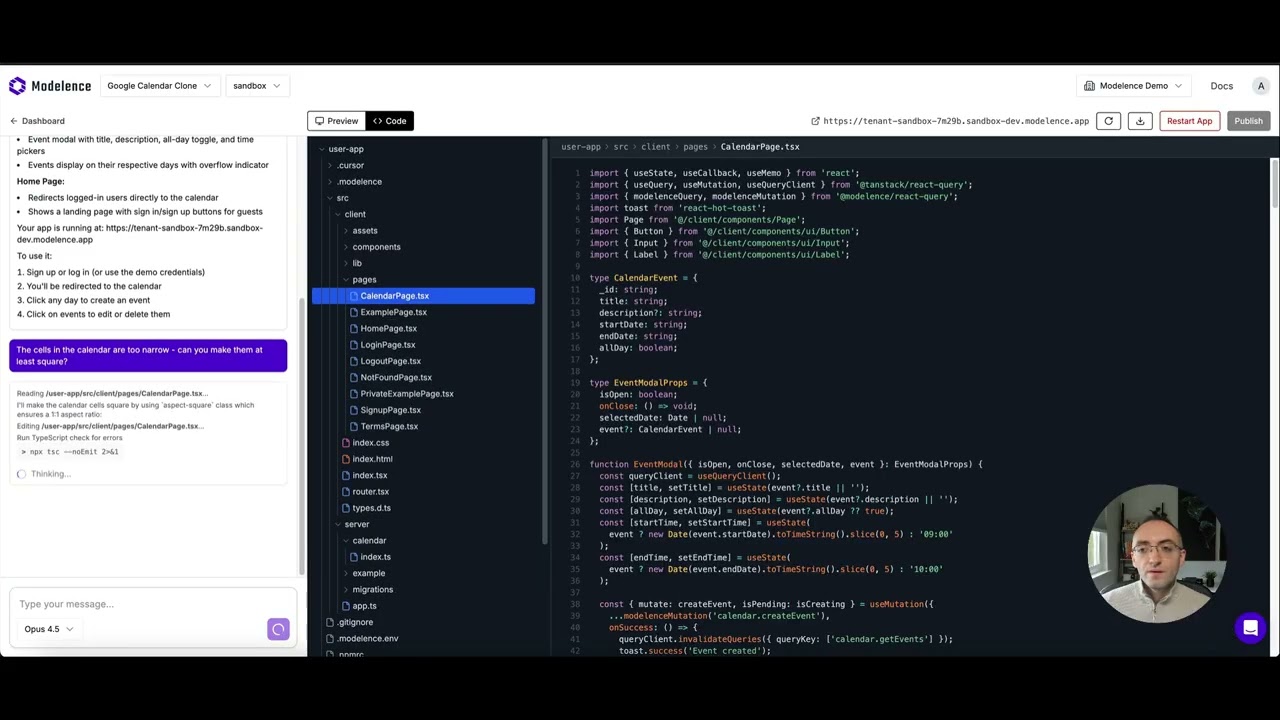 Modelence demo video