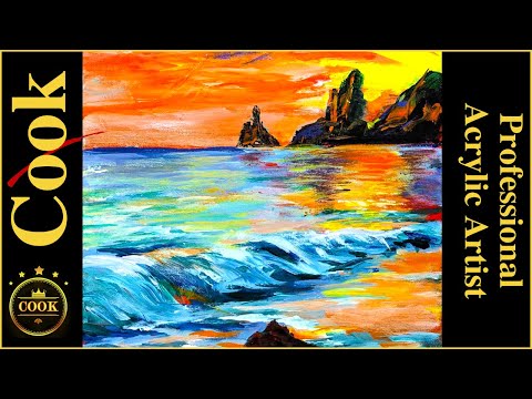 How to Paint an Ocean Sunset an Acrylic Painting Tutorial for Beginner and Advanced Artists