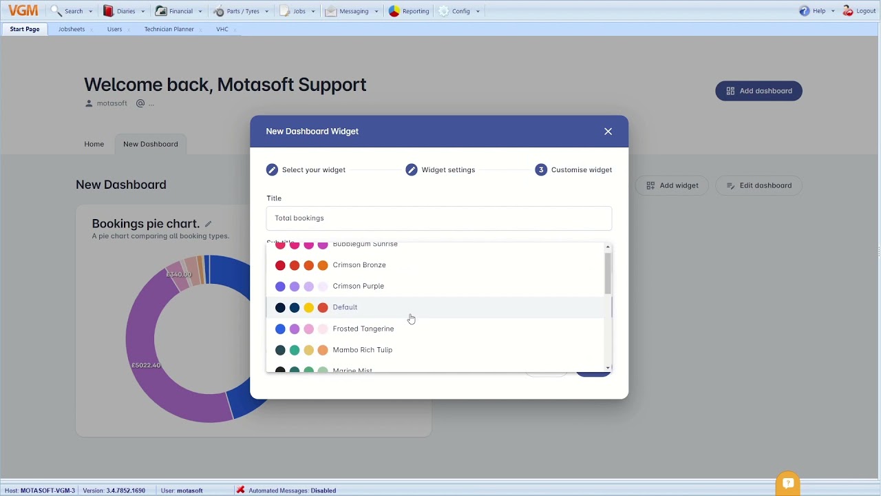 Creating and editing user dashboards