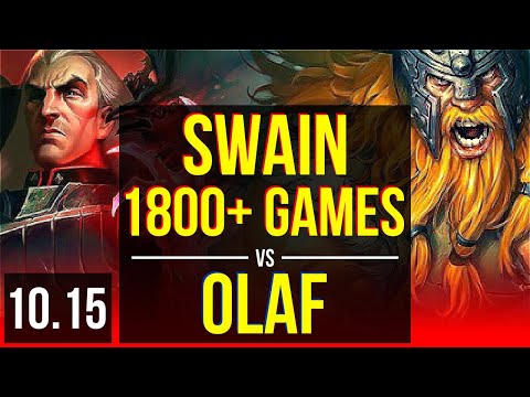 SWAIN vs OLAF (TOP) | 1800+ games, 1.1M mastery points, KDA 8/2/6, Dominating | KR Diamond | v10.15