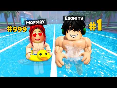 Pabilisan kami mag swimming ni CRUSH | Swim League | Roblox Esoni TV  (Tagalog)