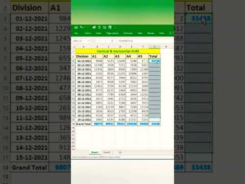#Shorts Vertical and Horizontal Sum in excel #excel  || MS excel